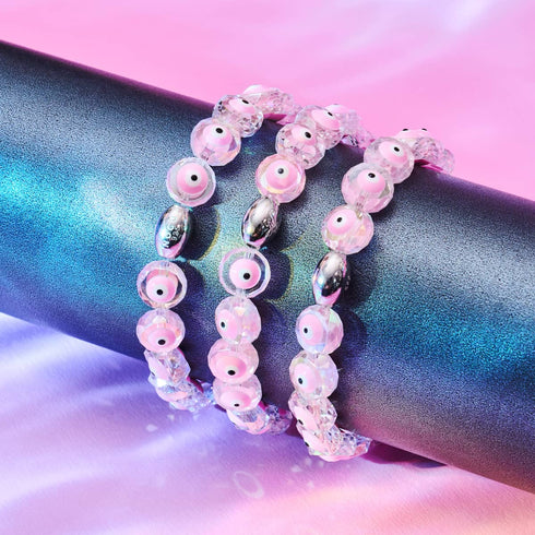 Bracelet mauvais œil en cristal | Argent sterling 925 | Rose