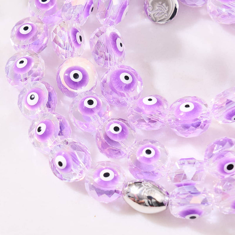 Purple | .925 Sterling Silver | Crystal Evil Eye Bracelet