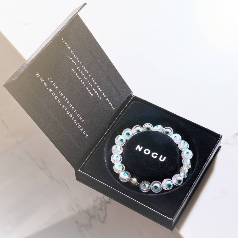 Bracelet mauvais œil en cristal | Argent sterling 925 | Blanc