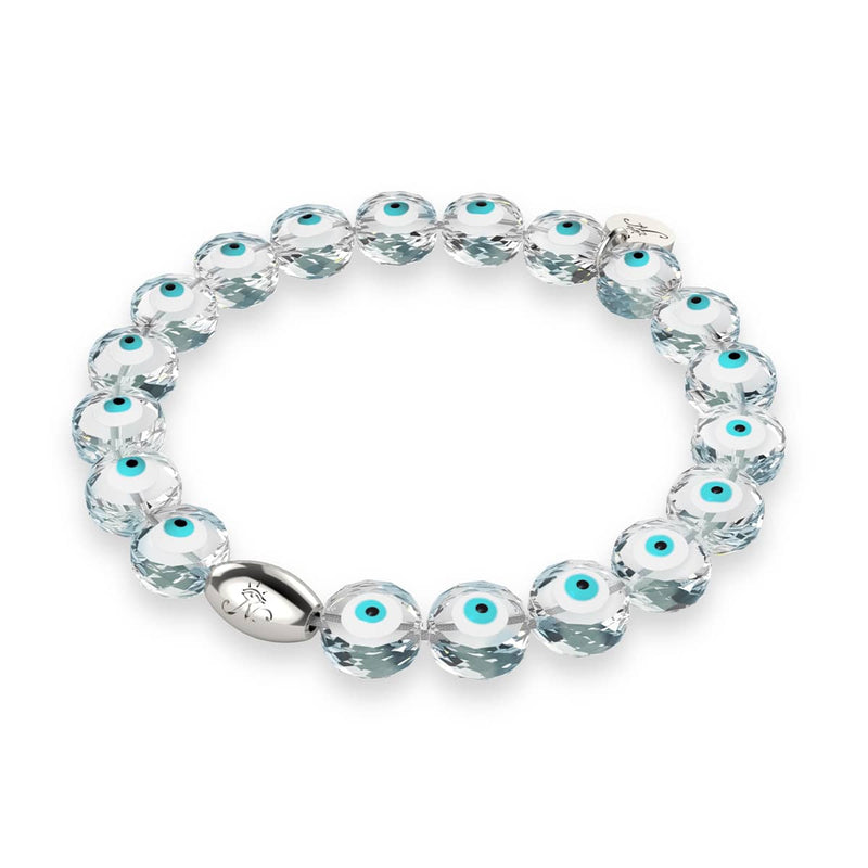 Bracelet mauvais œil en cristal | Argent sterling 925 | Blanc