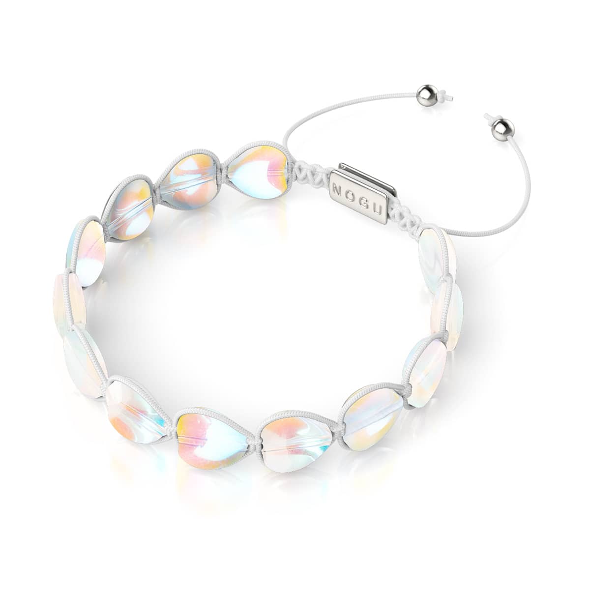 Bracelet Charmballa en verre de fée avec coeur arc-en-ciel