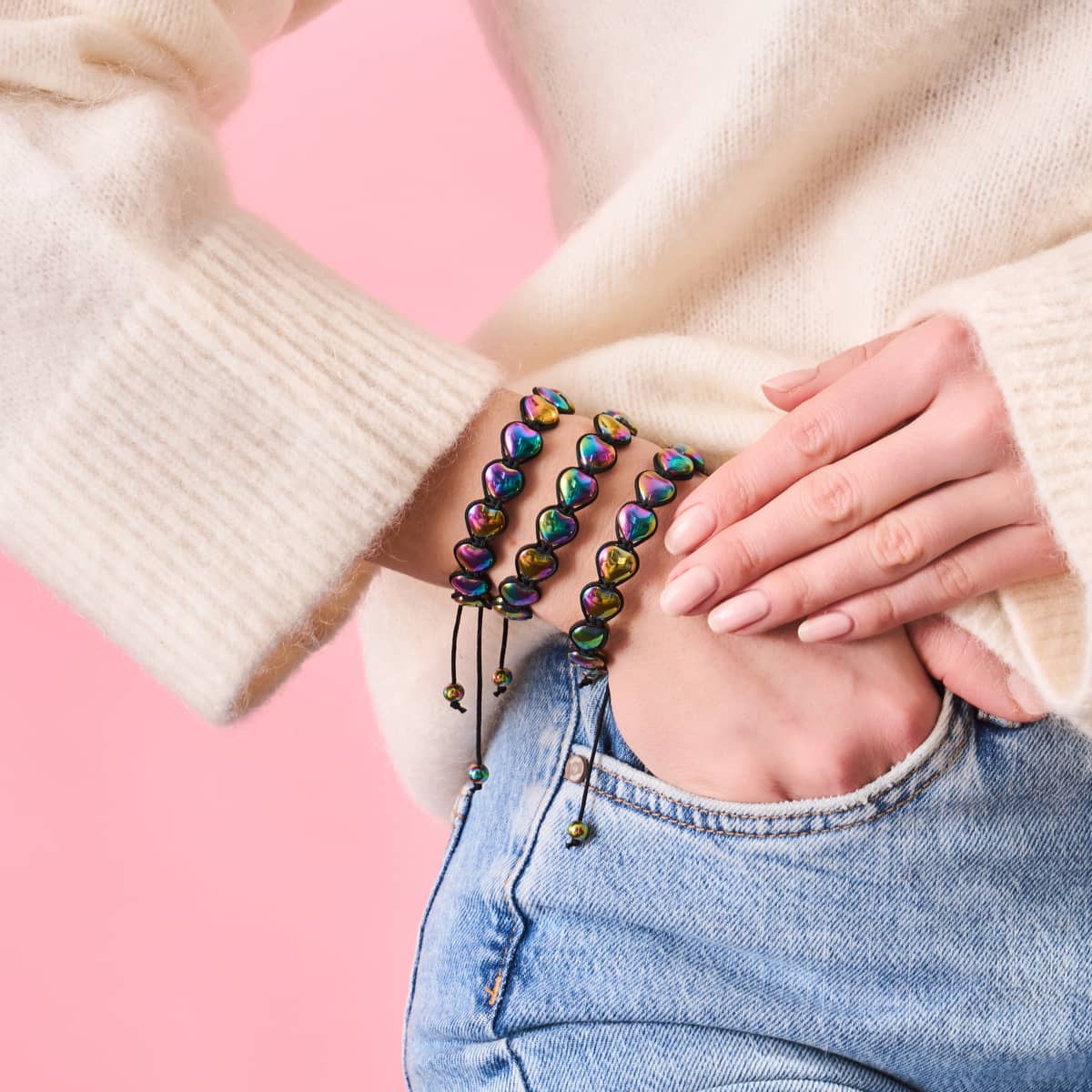 Bracelet Charmballa en verre de fée avec cordon en argent et cœur de licorne