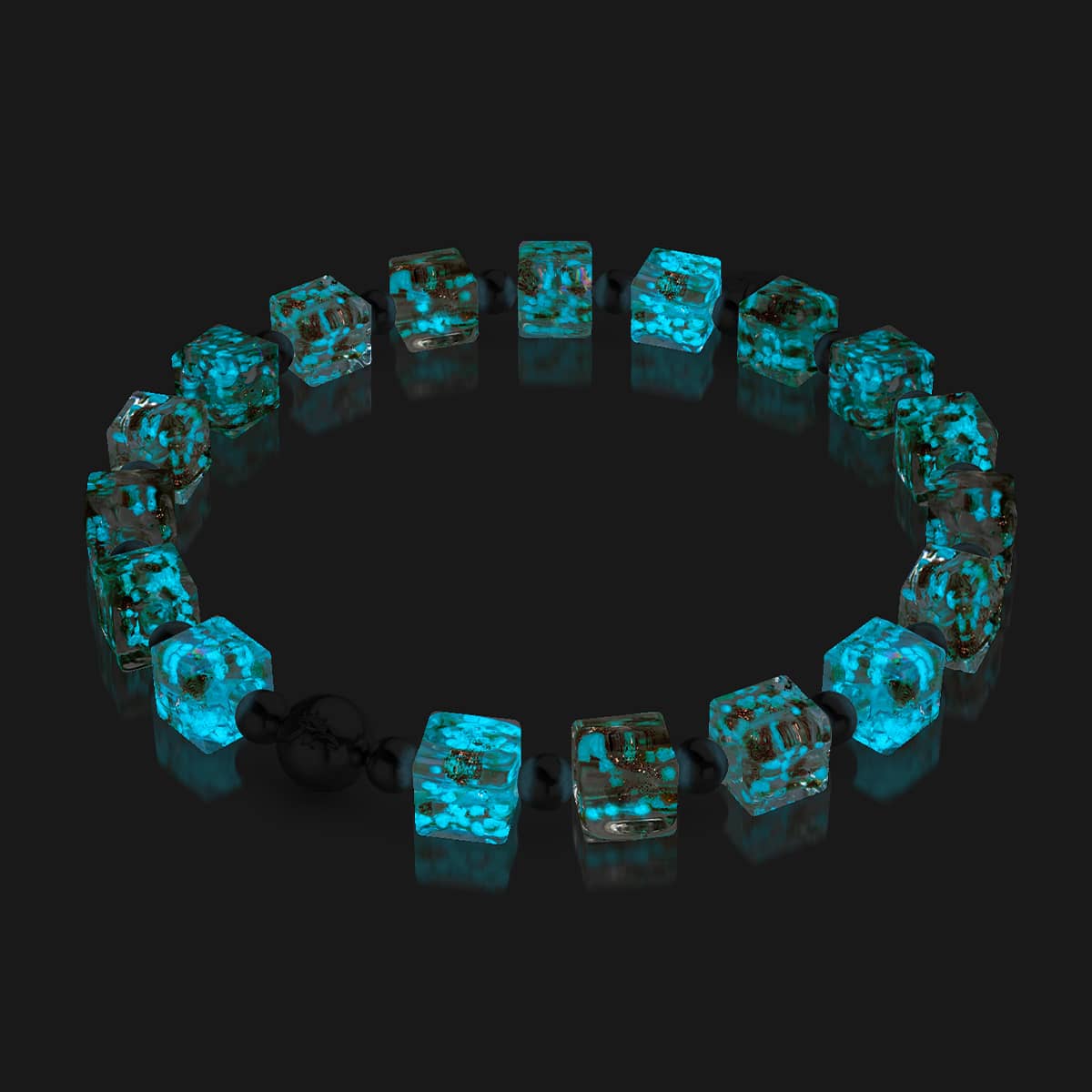 Albâtre | Argent | Bracelet galet en verre Firefly