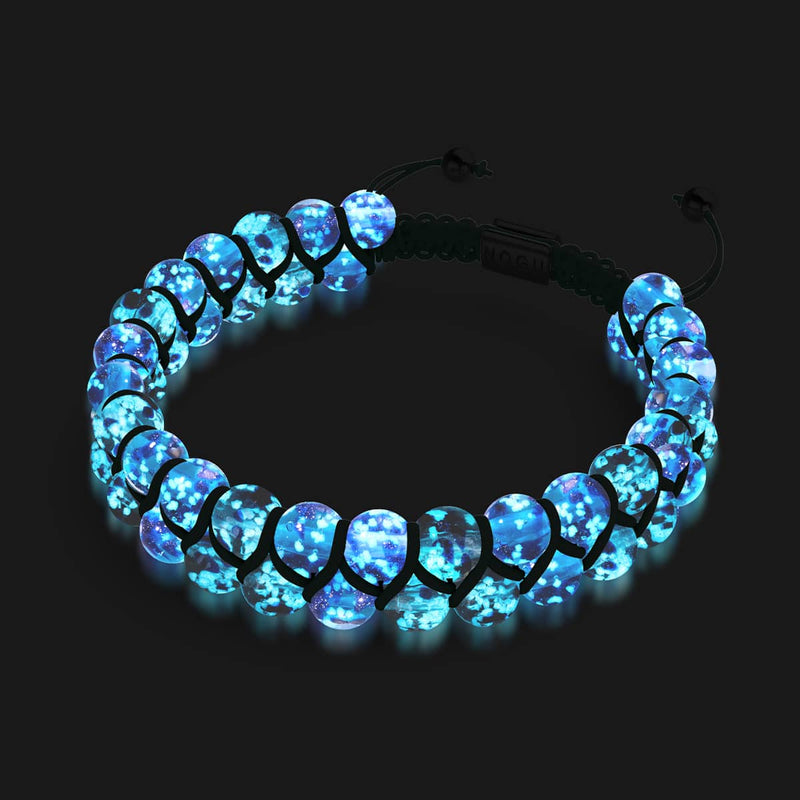Flamme aigue-marine | Flamme lapis x aigue-marine | Bracelet en verre double luciole