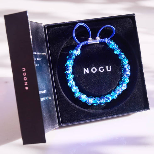 Flamme aigue-marine | Flamme lapis x aigue-marine | Bracelet en verre double luciole