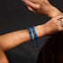 Flamme aigue-marine | Flamme lapis x aigue-marine | Bracelet en verre double luciole