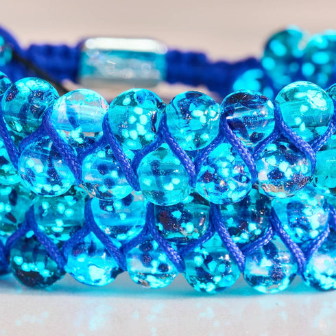 Flamme aigue-marine | Flamme lapis x aigue-marine | Bracelet en verre double luciole
