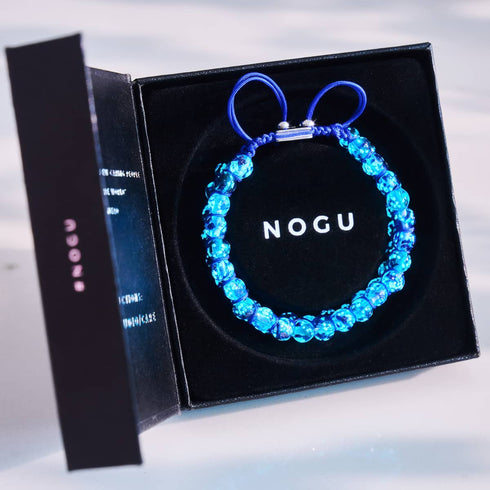 Flamme aigue-marine | Flamme lapis x aigue-marine | Bracelet en verre double luciole