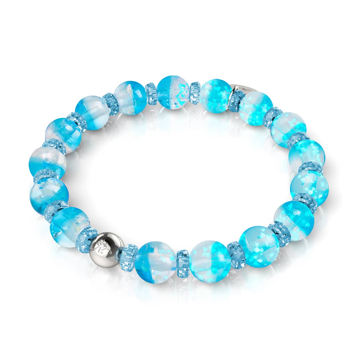 Bracelet boule à neige en verre avec motif de glace aigue-marine | Firefly