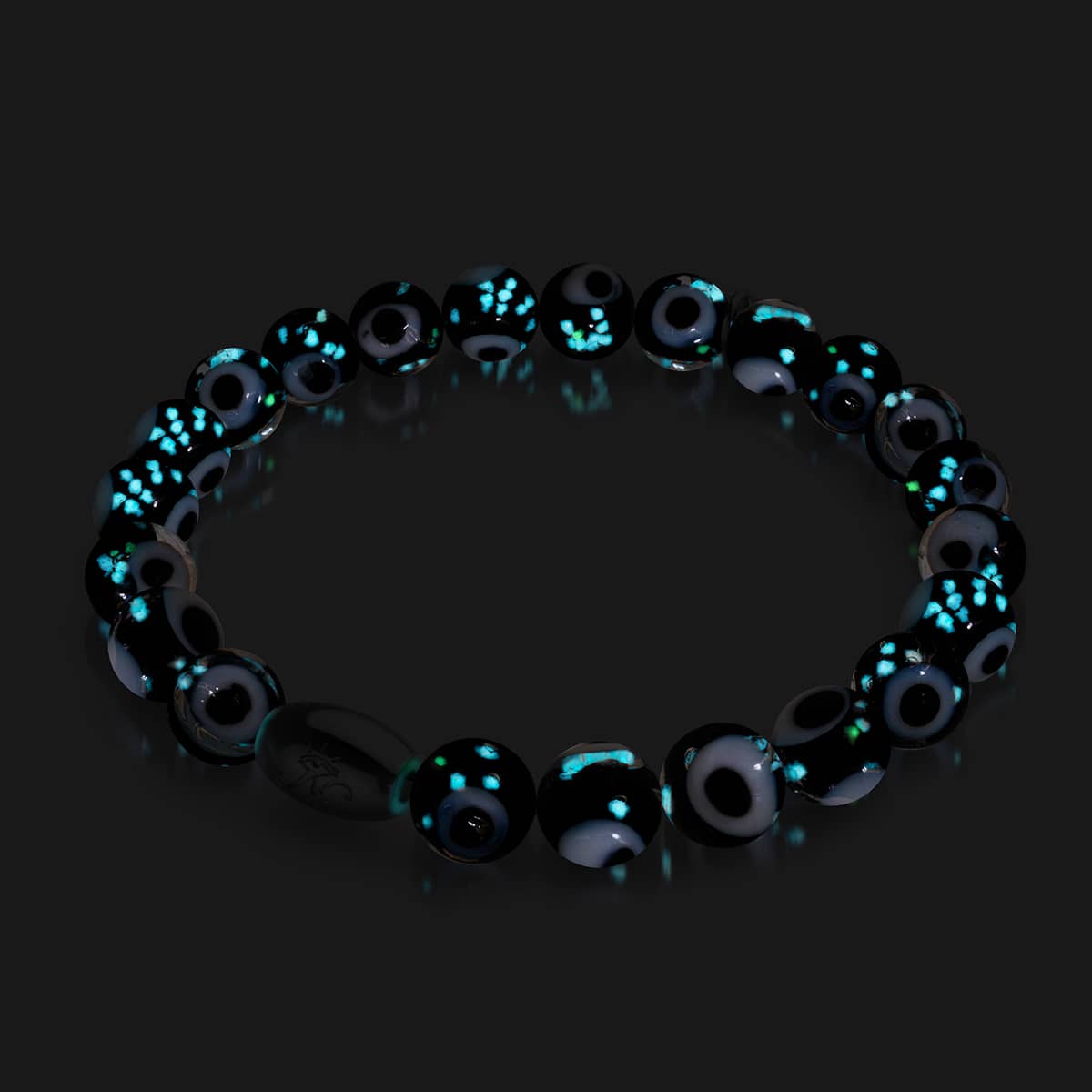 Bracelet mauvais œil en verre Firefly noir | Argent sterling 925