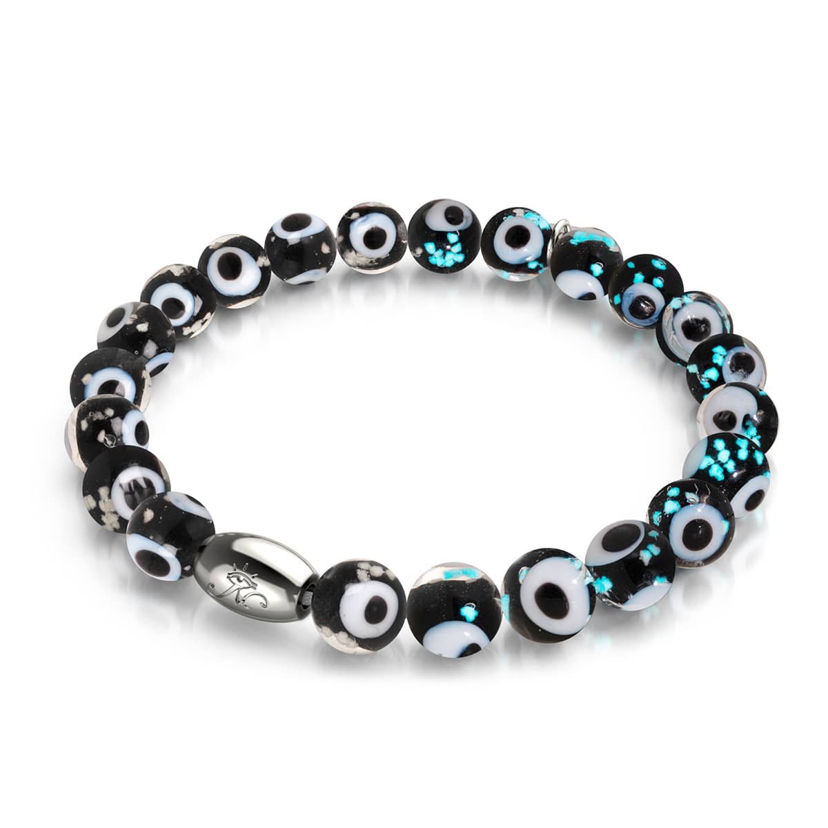 Bracelet mauvais œil en verre Firefly noir | Argent sterling 925