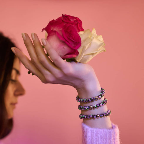 Bracelet en diamants en verre Firefly | Dahlia noir