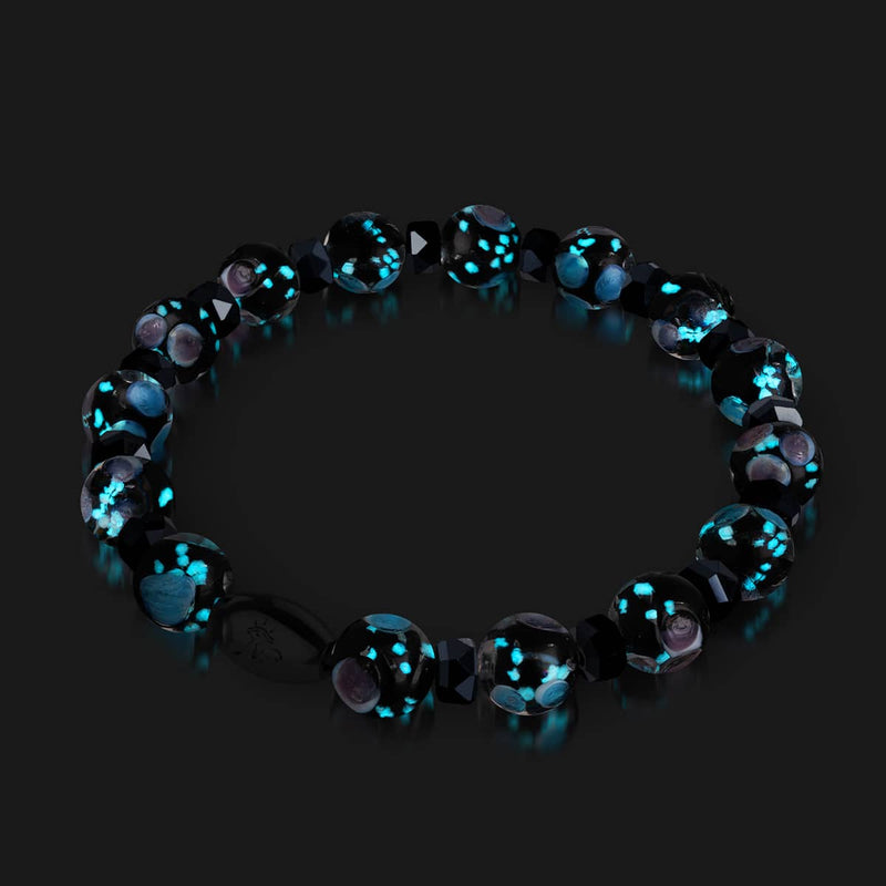 Orchidée noire | Argent sterling 925 | Bracelet en verre Firefly Blossom