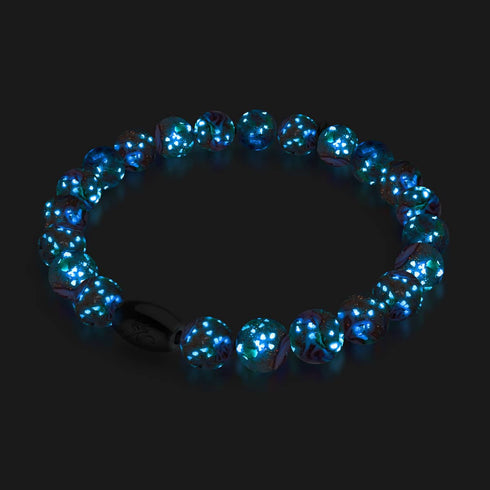 Hortensia bleu | Argent sterling 925 | Bracelet de jardin en verre Firefly