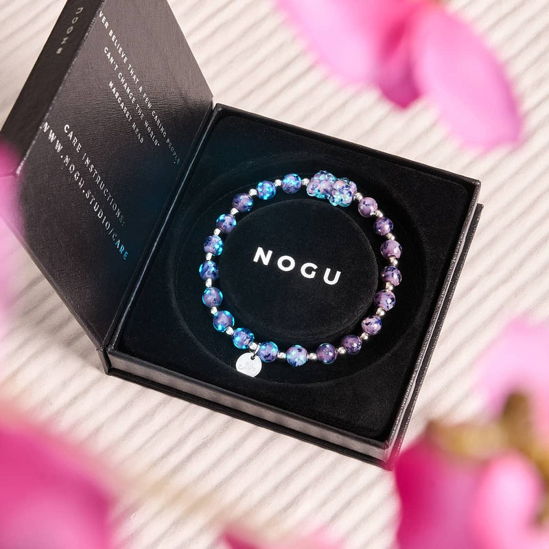 Blue Iris | Silver | Firefly Glass Bear Bracelet