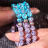 Iris bleu | Argent | Bracelet en macramé en verre Firefly