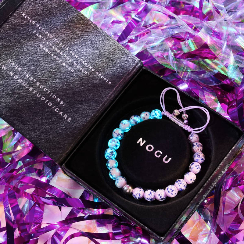 Blue Iris | Silver | Firefly Glass Macrame Bracelet