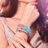Iris bleu | Argent | Bracelet en macramé en verre Firefly