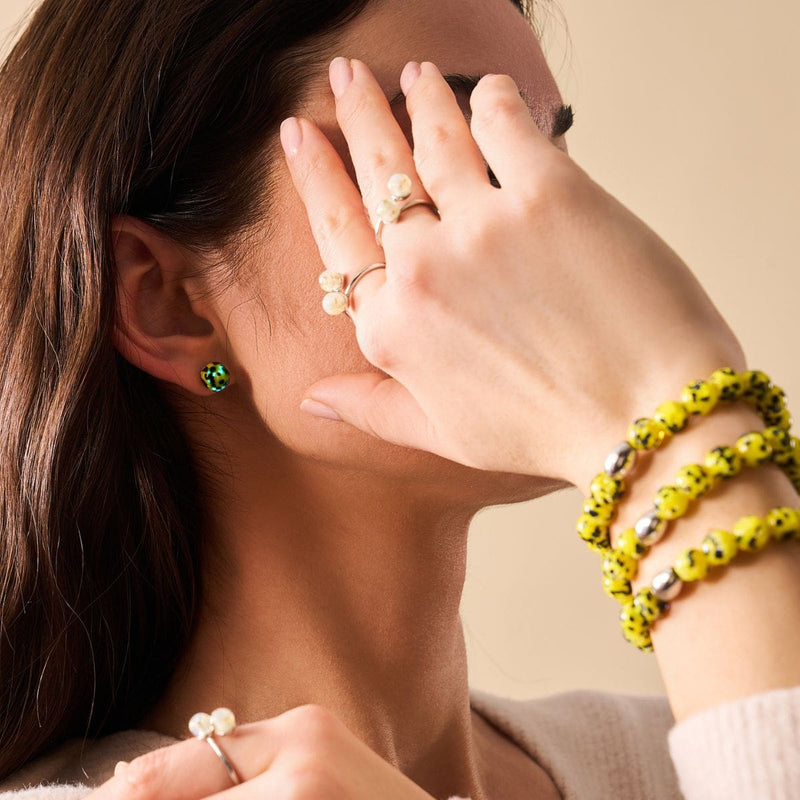 Bracelet en verre Firefly | Argent sterling 925 | Limoncello bleu