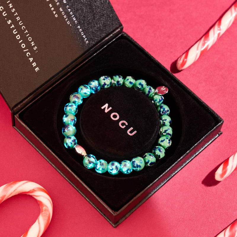 Menthe bleue | Argent sterling 925 | Bracelet en verre Firefly