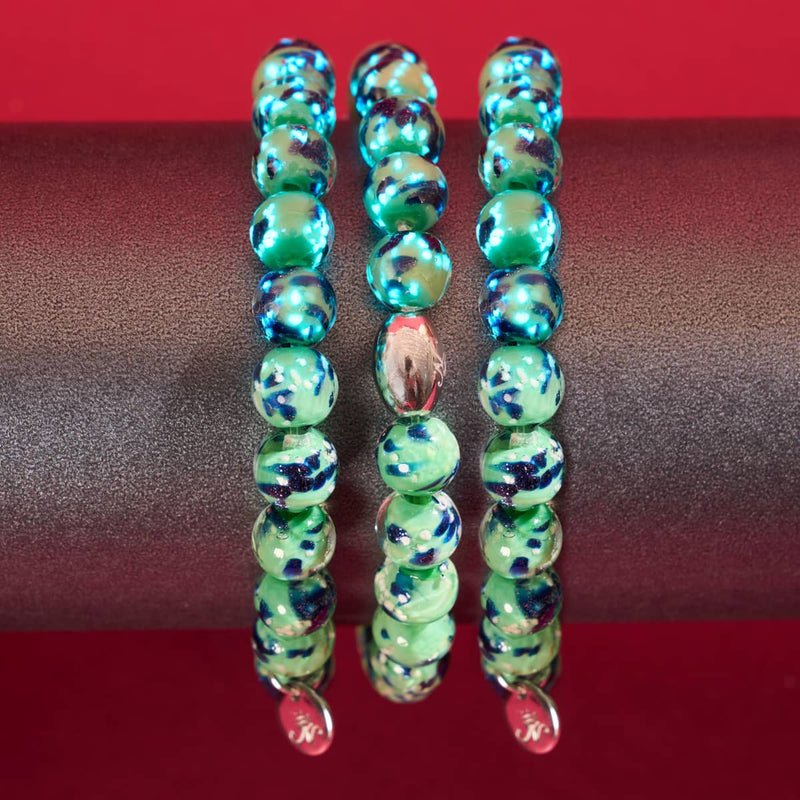 Menthe bleue | Argent sterling 925 | Bracelet en verre Firefly