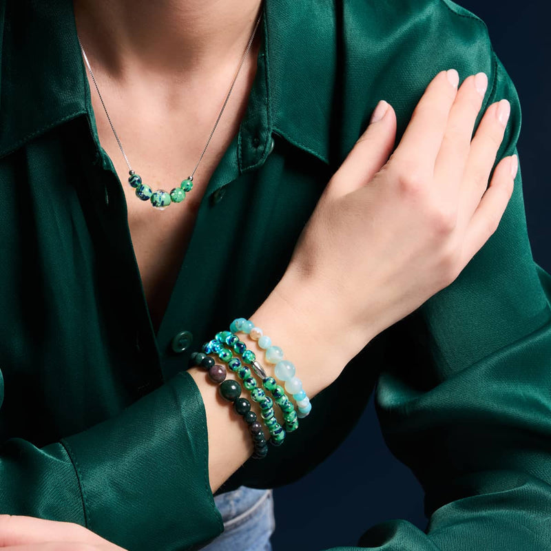 Menthe bleue | Argent sterling 925 | Enveloppe en verre Firefly