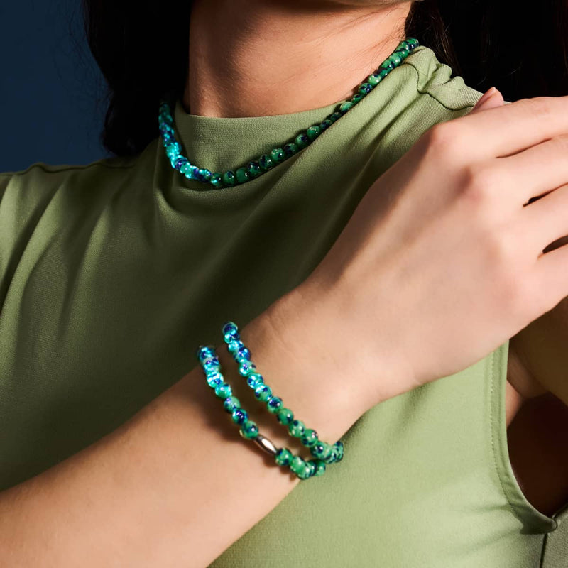 Menthe bleue | Argent sterling 925 | Enveloppe en verre Firefly