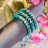 Menthe bleue | Argent | Bracelet en macramé en verre Firefly