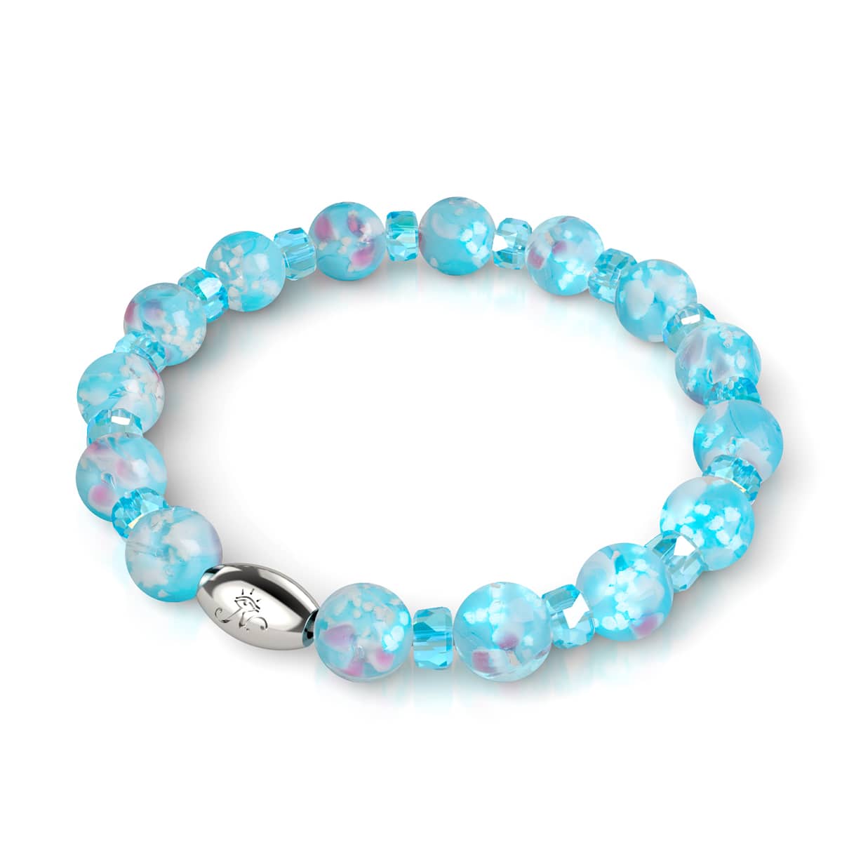 Orchidée bleue | Argent sterling 925 | Bracelet en verre Firefly