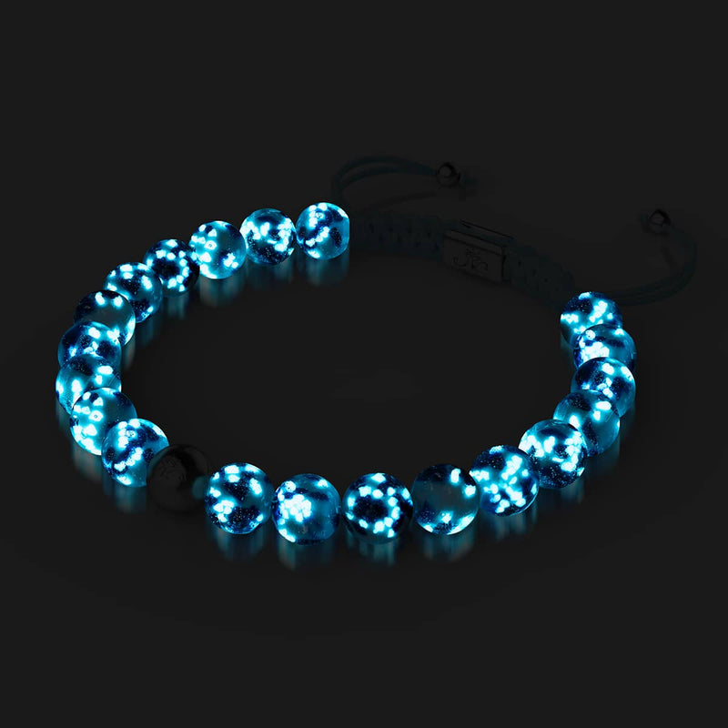 Blue Seaspray | Silver | Firefly Glass Macrame Bracelet