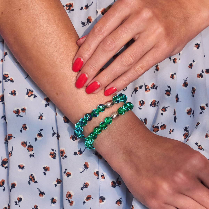 Trèfle bleu | Argent sterling 925 | Bracelet en verre Firefly