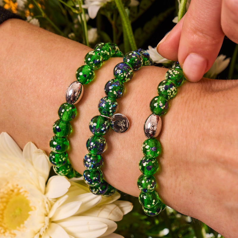 Trèfle bleu | Argent sterling 925 | Bracelet en verre Firefly