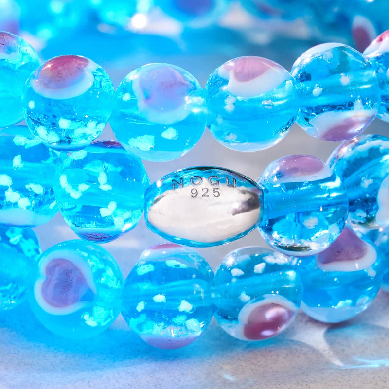 Bracelet Love en verre Firefly en argent sterling 925 bleu x rose