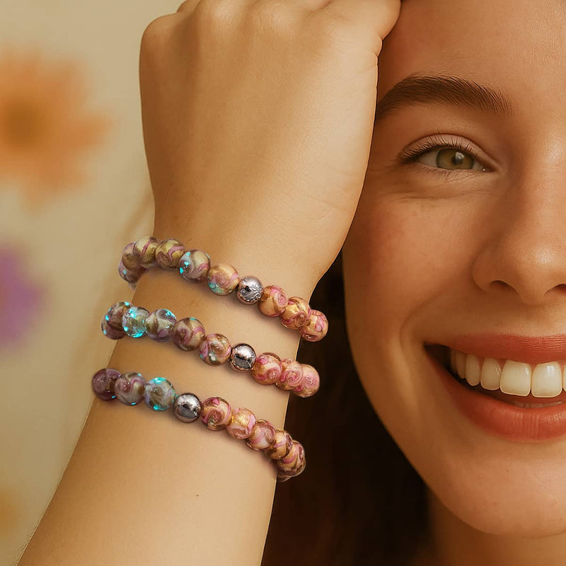 Blush Current | Rose caramel | Bracelet tourbillon en verre Firefly