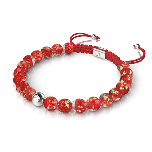 Pourpre | Argent | Bracelet macramé verre luciole
