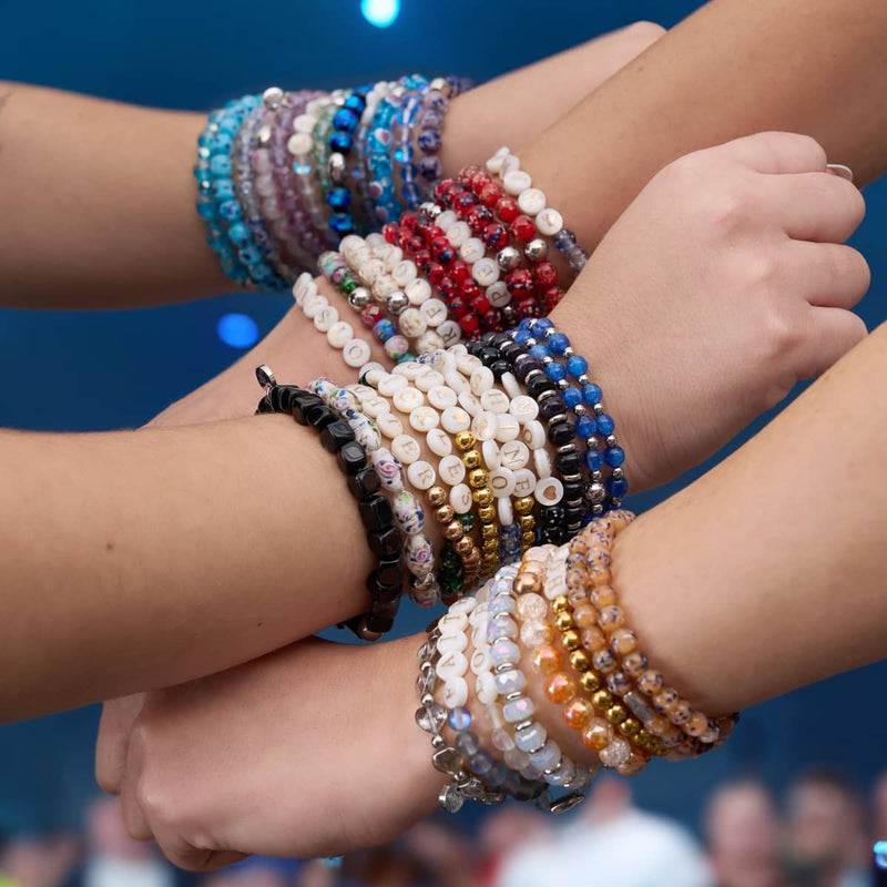 Pourpre | Argent | Bracelet macramé verre luciole