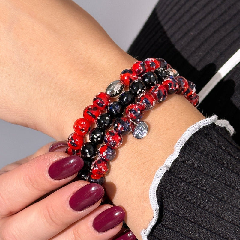 Feu et glace | Argent sterling 925 | Bracelet en verre Firefly