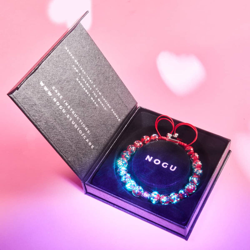 Feu et glace | Argent | Bracelet en macramé en verre Firefly