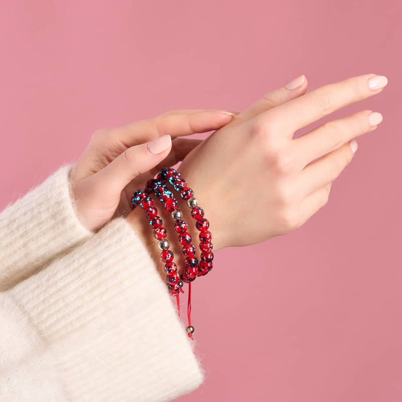 Feu et glace | Argent | Bracelet en macramé en verre Firefly