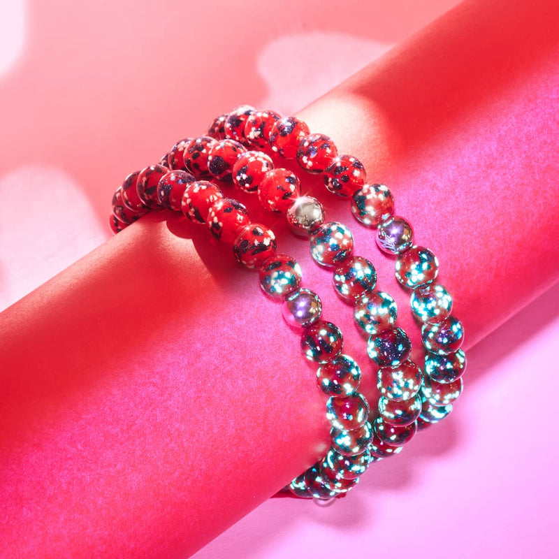 Feu et glace | Argent | Bracelet en macramé en verre Firefly