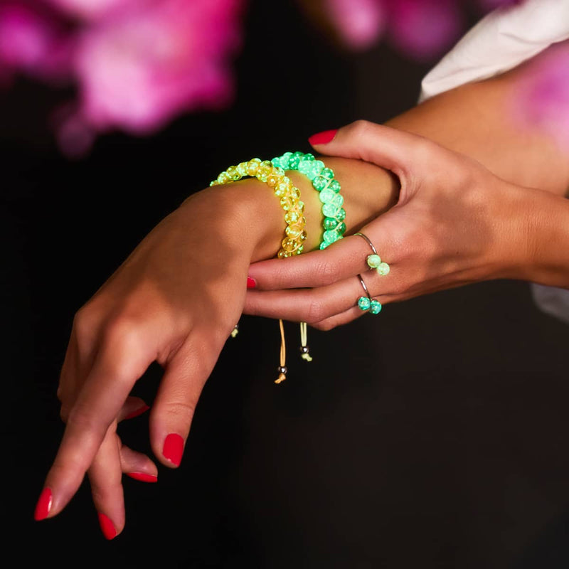 Firefly Meadow | Succulent x Kiwi | Bracelet en verre double luciole