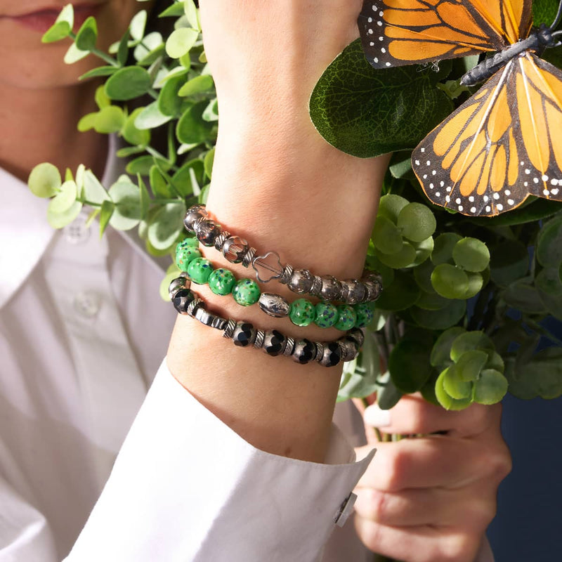 Gleaming Grove | Argent sterling 925 | Bracelet en verre Firefly