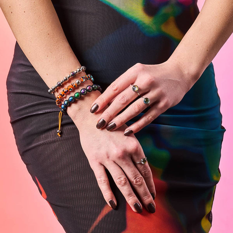 Braise incandescente | Argent | Bracelet en macramé en verre Firefly