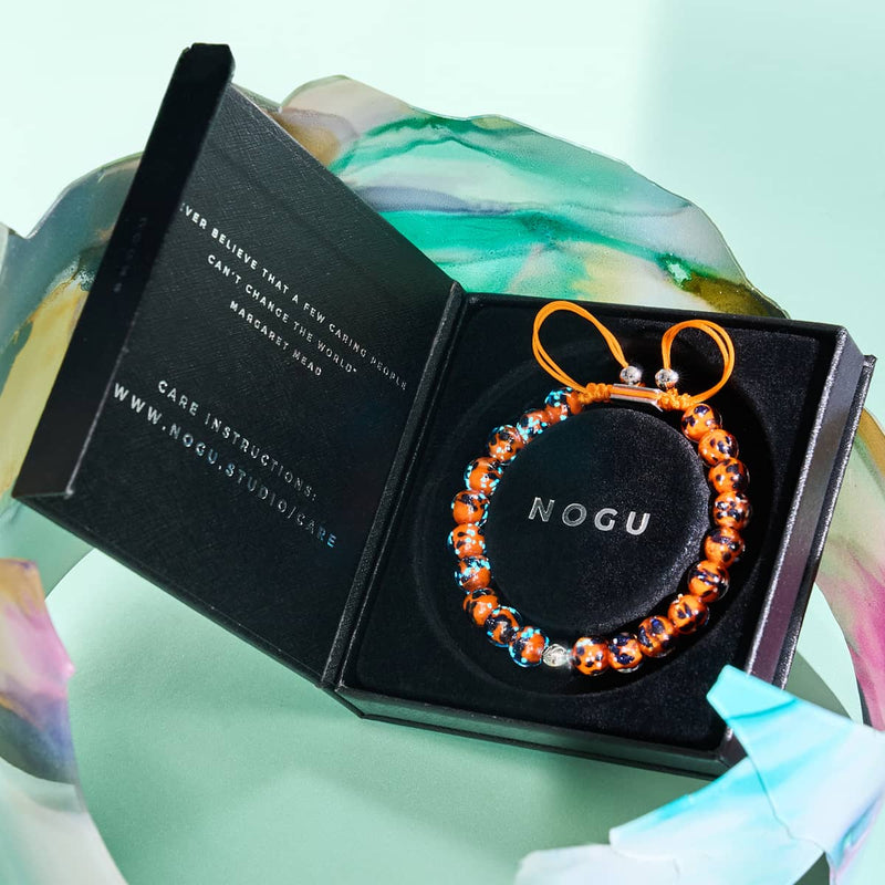 Braise incandescente | Argent | Bracelet en macramé en verre Firefly