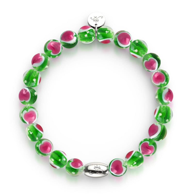 Green x Pink | .925 Sterling Silver | Firefly Glass Love Bracelet