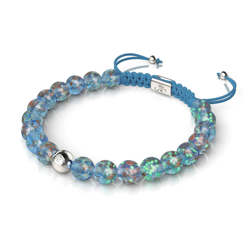 Indigo | Silver | Firefly Glass Macrame Bracelet