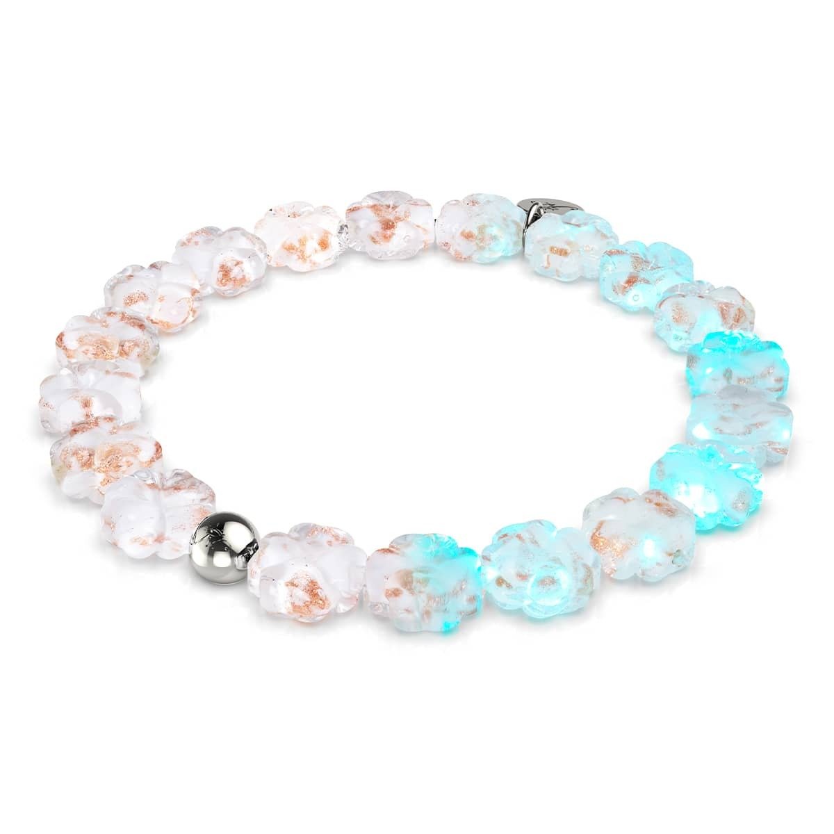 Ivory | Silver | Firefly Glass Clover Bracelet