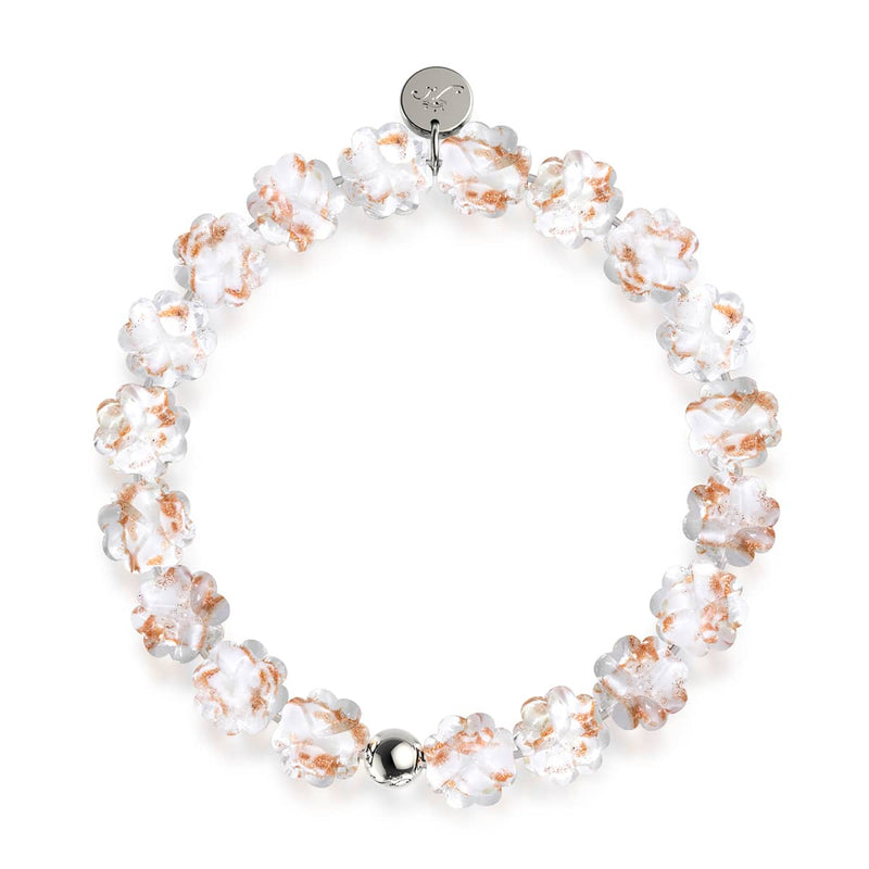 Ivory | Silver | Firefly Glass Clover Bracelet