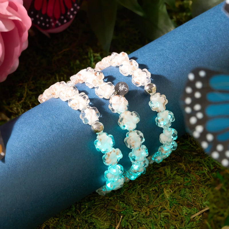 Ivory | Silver | Firefly Glass Clover Bracelet