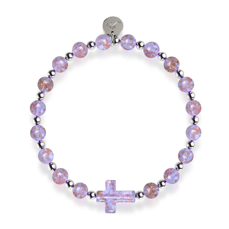 Lilac | Silver | Firefly Glass Cross Bracelet